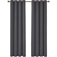 Deconovo Cortina para Habitación Opaca y Térmica Aislante con Ollaos para Dormitorio 2 Piezas 135 x 240 cm Gris Oscuro